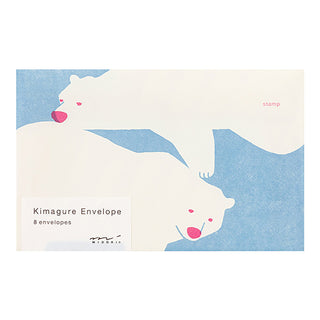 Kimagure polar bear envelope, 8 envelopes, blue-and-white design with stamp area