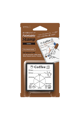 Midori paintable block coffee stamp with sweetness and flavor wheel design on pad