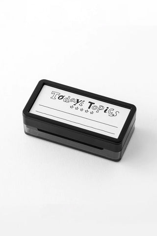 Midori paintable block stamp for Today's Topics, black frame with lined text design