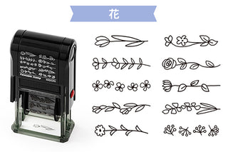 Black paintable rotary stamp with flower motif dial and visible flower stamp designs.