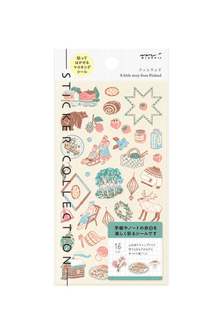 Assorted illustrated planner sticker sheet with icons and shapes, 16 pieces