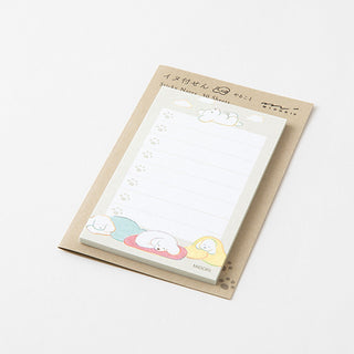 Midori sticky notes pad on kraft backing with cloud and fluffy dog illustrations