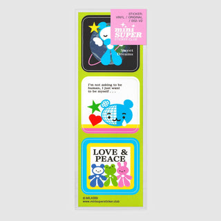 Love & Peace sticker set by MILKBBI with colorful cartoon peace characters