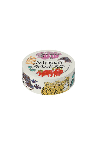 Animal-themed masking tape roll with dinosaurs, cats, and leopard print