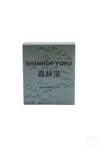 SHINRIN-YOKU candle gift box with embossed clouds and wave pattern.