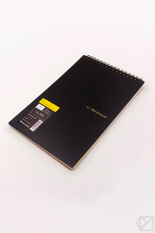 Mnemosyne A5 spiral memo notebook with grid, black cover and gold wire binding