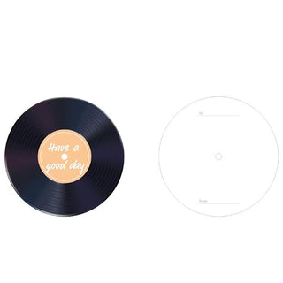 Two record message discs: 'have a good day' label and plain white tag insert