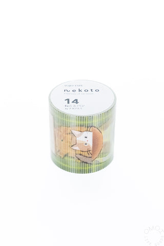 Nekoto curing tape roll with cat and bread prints, 14 mm width