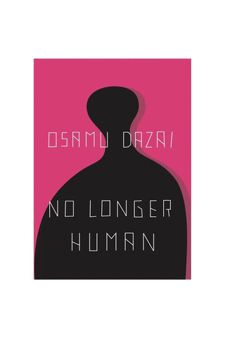 No Longer Human book cover with black silhouette and glowing lettering