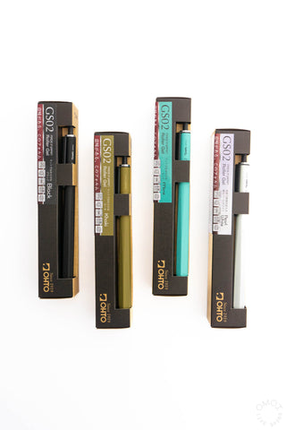 OHTO GS02 gel pen set with black, khaki, mint, and pearl white colors