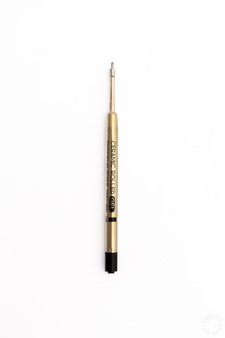 OHTO ceramic roller gel refill, 0.5mm, gold barrel close-up with black end
