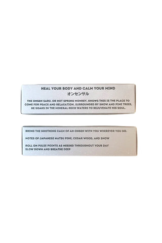 Onsen Saru hot spring skin scent box back with care and use instructions