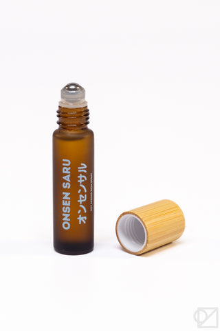 Onsen Saru hot spring skin scent amber glass bottle with bamboo cap