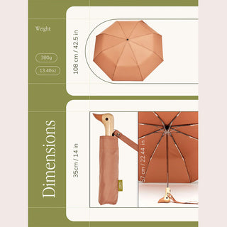 Compact duckhead umbrella dimensions shown: 35 cm folded, 108 cm open