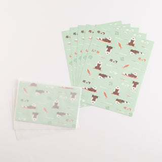 Otter letter set featuring multiple mint patterned envelopes and letter cards