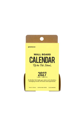 Kraft and yellow 2027 wall board calendar with top hanging hole