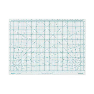 White A4 cutting mat with printed measurement grid, angles, and ruler markings.