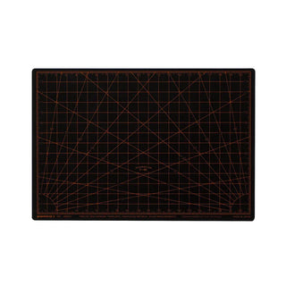 Black A5 cutting mat with orange grid and measurement scales