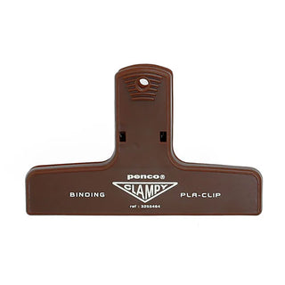 Plastic binder clip, brown, PLA-clip binder clamp front