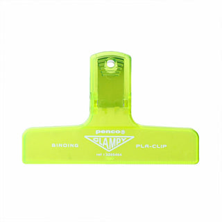 Plastic binder clip, lime green with hanging hole