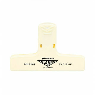 Plastic binder clip, cream with hanging hole