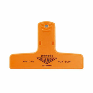 Plastic binder clip, orange, PLA-clip binder clamp front