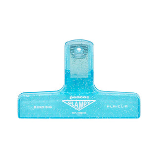 Plastic glitter binder clip, light blue T-shaped clamp