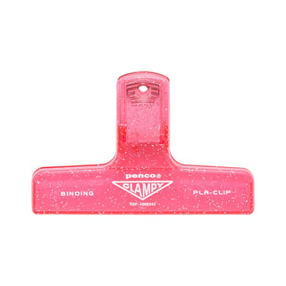 Plastic glitter binder clip, pink T-shaped clamp