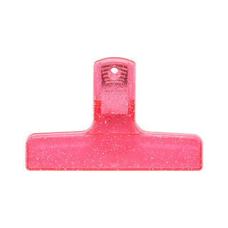 Plastic glitter binder clip, pink T-shaped clamp