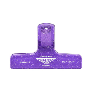 Plastic glitter binder clip, purple T-shaped clamp