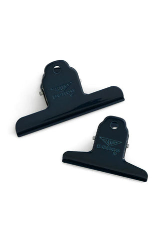 Navy steel binder clip set, two clips with clamp bar and top handle