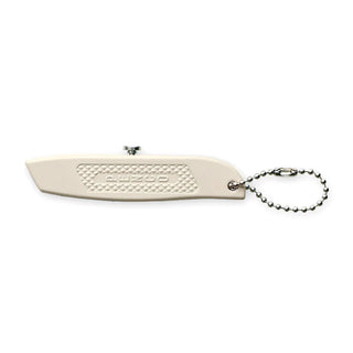 Pocket utility knife in ivory with lanyard chain and exposed blade