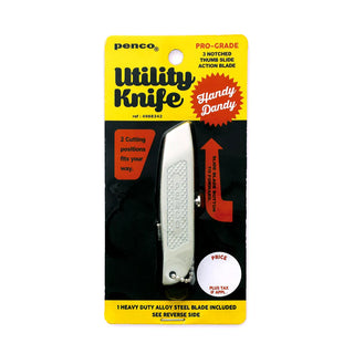 PENCO utility knife blister pack showing knife with two cutting positions