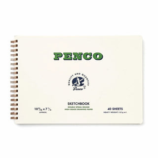 Heavy sketchbook, spiral-bound, white cover with 10x7 1/4 size and 40 sheets