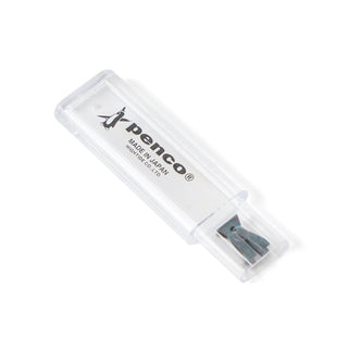 Transparent PENCO refill box with graphite lead inside and Made in Japan marking