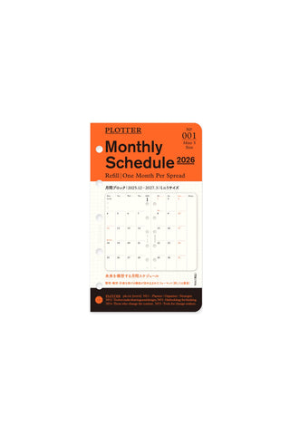 PLOTTER Monthly Schedule 2026 refill mini-5 size package front