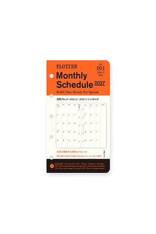 PLOTTER 2027 monthly schedule diary refill, Mini-5 size, one-month spread.