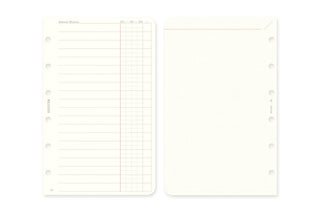 PLOTTER 2027 monthly schedule diary refill pages, back sheet with hole punches