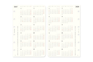 PLOTTER 2027 monthly schedule refill, yearly calendar grid pages for 2027 and 2028