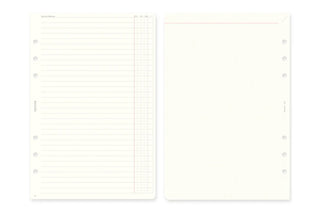 A5 weekly schedule diary refill pages with punched holes and blank right sheet