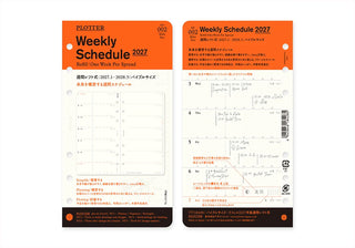 Weekly schedule 2027 diary refill set, orange cards with printed layout pages