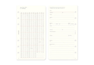 Monthly and notes planner reference sheets, punched for ring binder