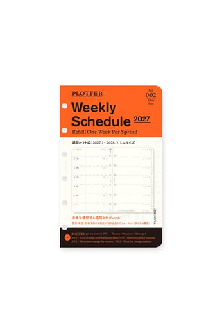 PLOTTER 2027 weekly schedule diary refill mini size, one-week spread sheets
