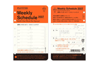 PLOTTER Weekly Schedule 2027 refill mini size, package front and back view