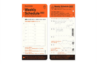 PLOTTER 2027 weekly schedule refill, narrow size, back/diagram cards on orange pack