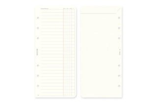 Narrow weekly schedule refill pages, two sheets with punched binder holes