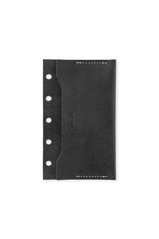 PLOTTER mini-5 leather card case with pocket panel and studs, black