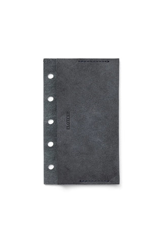 PLOTTER mini leather card case in dark gray, snap-button holes, stitched edges