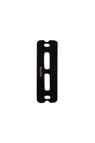 Black leather ring supporter mini with two vertical slots and four corner holes