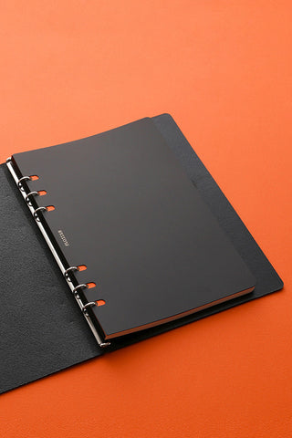 A5 size black ring-punched notebook insert set, two-piece with colored tabs